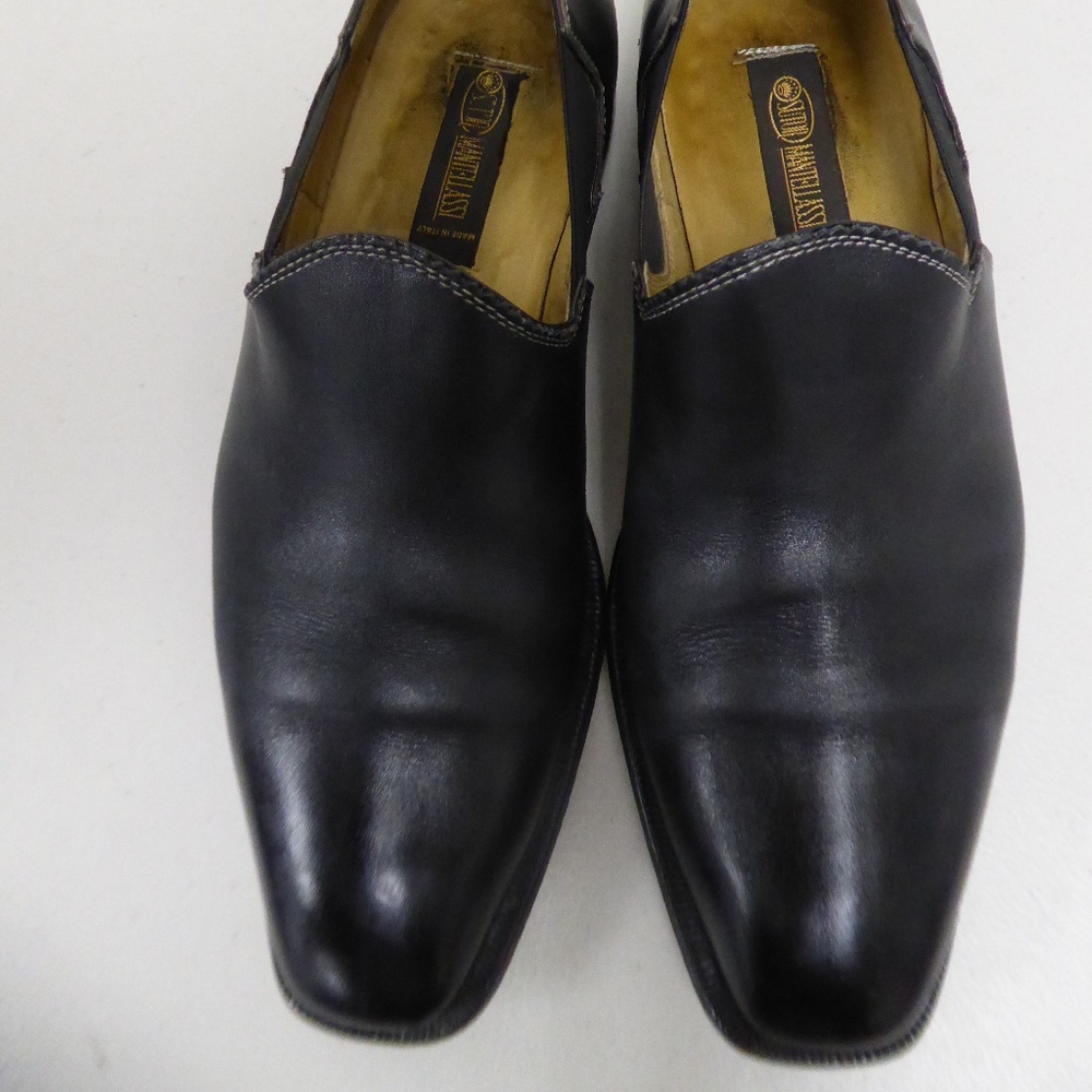 SUTOR MANTELLASSI black leather LOAFERS SLIP-ONS shoes 10.5 made in Italy